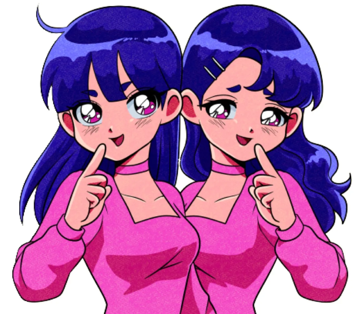 学生が描いたキャラクターイラスト(双子の女の子)